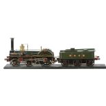 A well engineered 3 1/2" gauge model of a Midland & Central Railways 4-2-0 tender locomotive