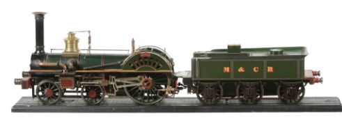 A well engineered 3 1/2" gauge model of a Midland & Central Railways 4-2-0 tender locomotive