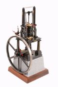 A Cotswold Heritage model of Titan a vertical live steam table engine, having four reeded