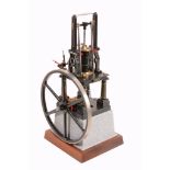 A Cotswold Heritage model of Titan a vertical live steam table engine, having four reeded
