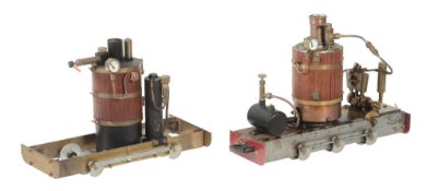 Two live steam 45mm gauge De Winter type steam Locomotives, both with central vertical boilers