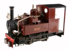 A well engineered 5" gauge model of the O designed Welsh narrow gauge mountain railway 0-4-0 side