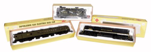 A boxed Aristo Craft G Gauge model of a Southern SD-45 Diesel Locomotive, Southern Classic Railbus
