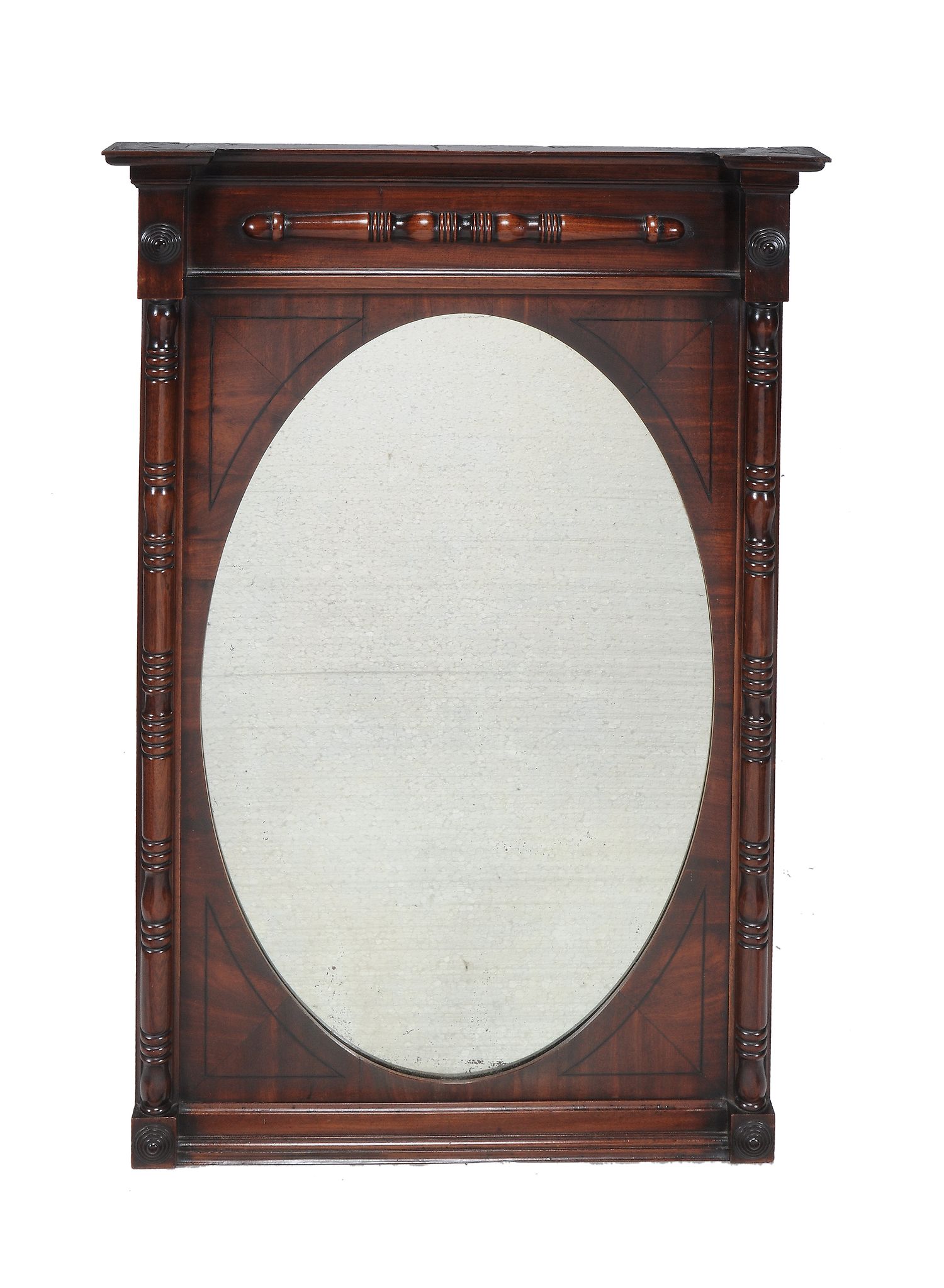 A Regency mahogany and ebony strung wall mirror , circa 1815  A Regency mahogany and ebony strung