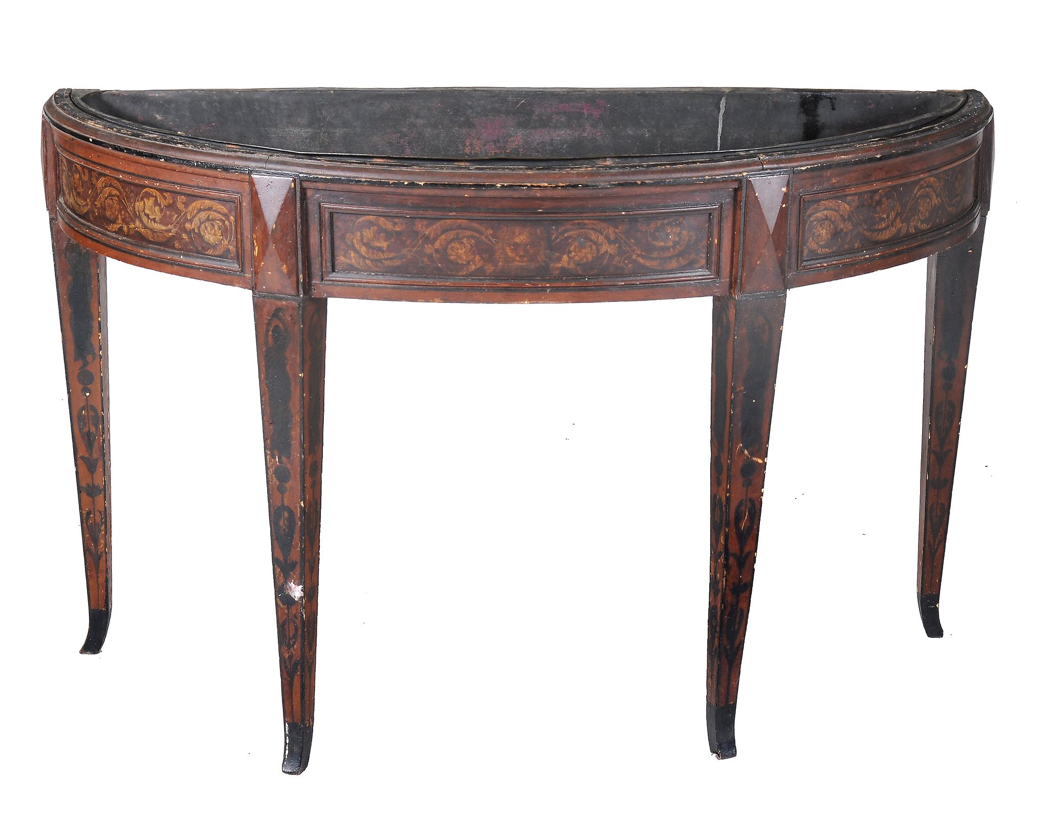 A 19th century Continental D shape painted wood table jardiniere  A 19th century Continental D shape