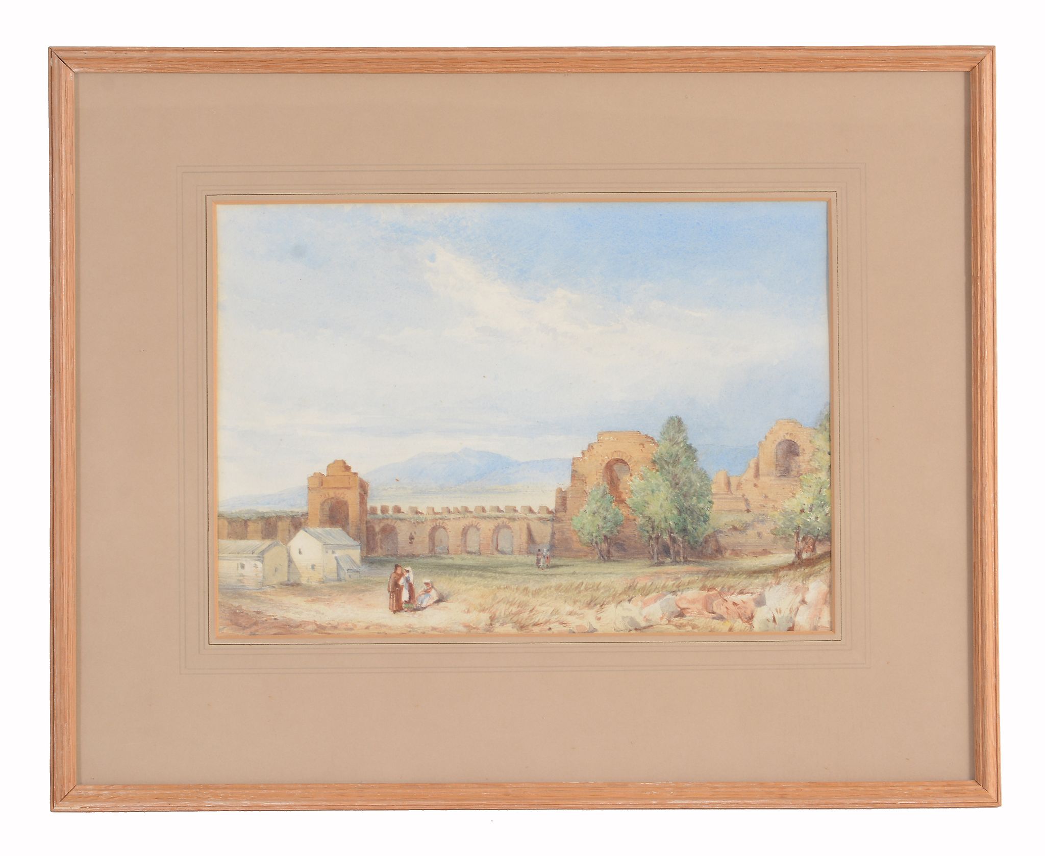 Attributed to John Callow (1822-1878) - Entrance to Paestum Watercolour, over graphite, heightened - Image 3 of 3