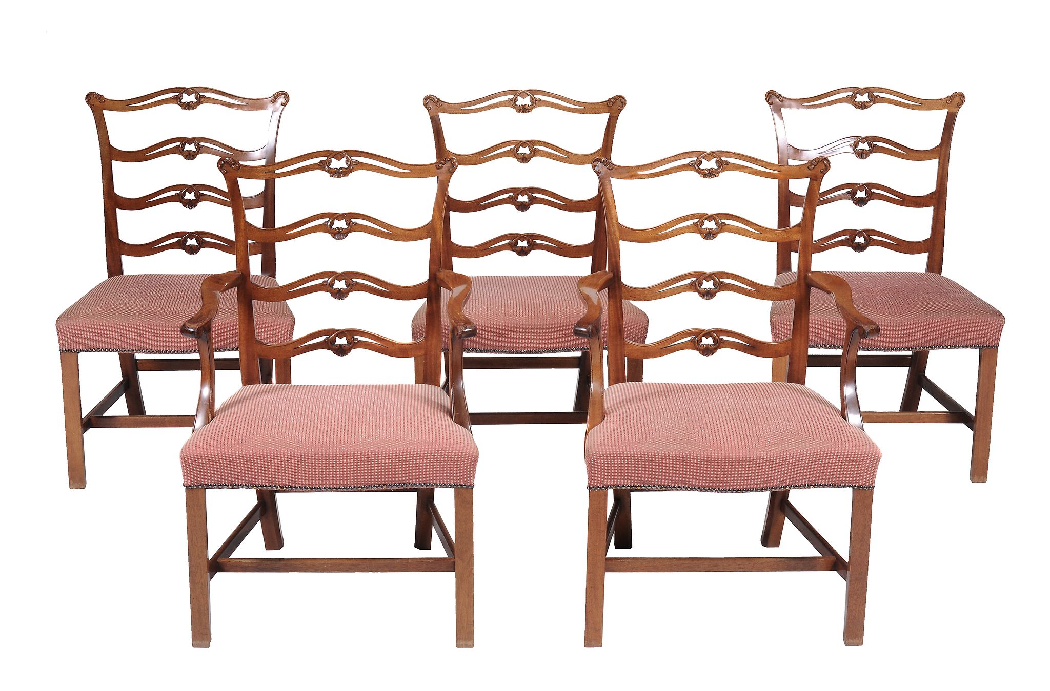 A set of ten mahogany dining chairs in George III style, 20th century  A set of ten mahogany