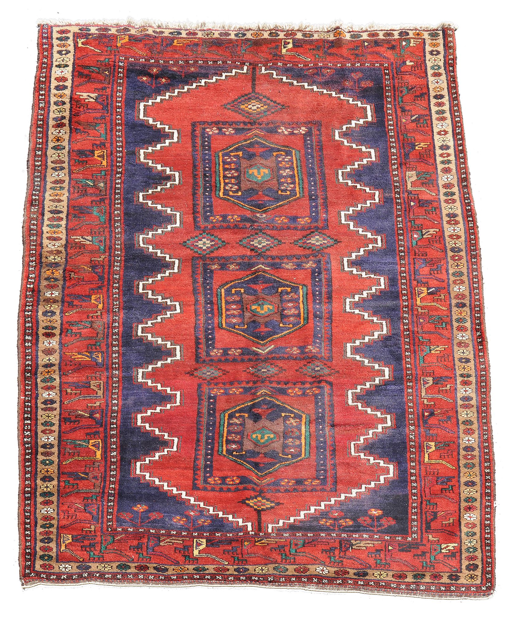 A Persian rug and an Afghan rug 98cm x 148cm, 206cm x 300cm A Persian rug and an Afghan rug 98cm x - Image 2 of 2