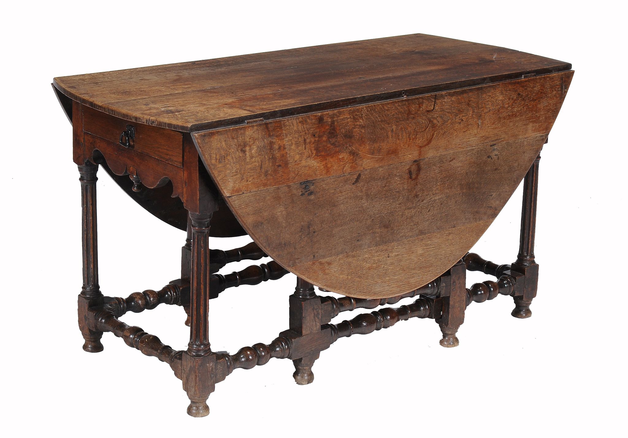 A Charles II oak gateleg table, circa 1680  A Charles II oak gateleg table,   circa 1680, the oval - Image 2 of 2