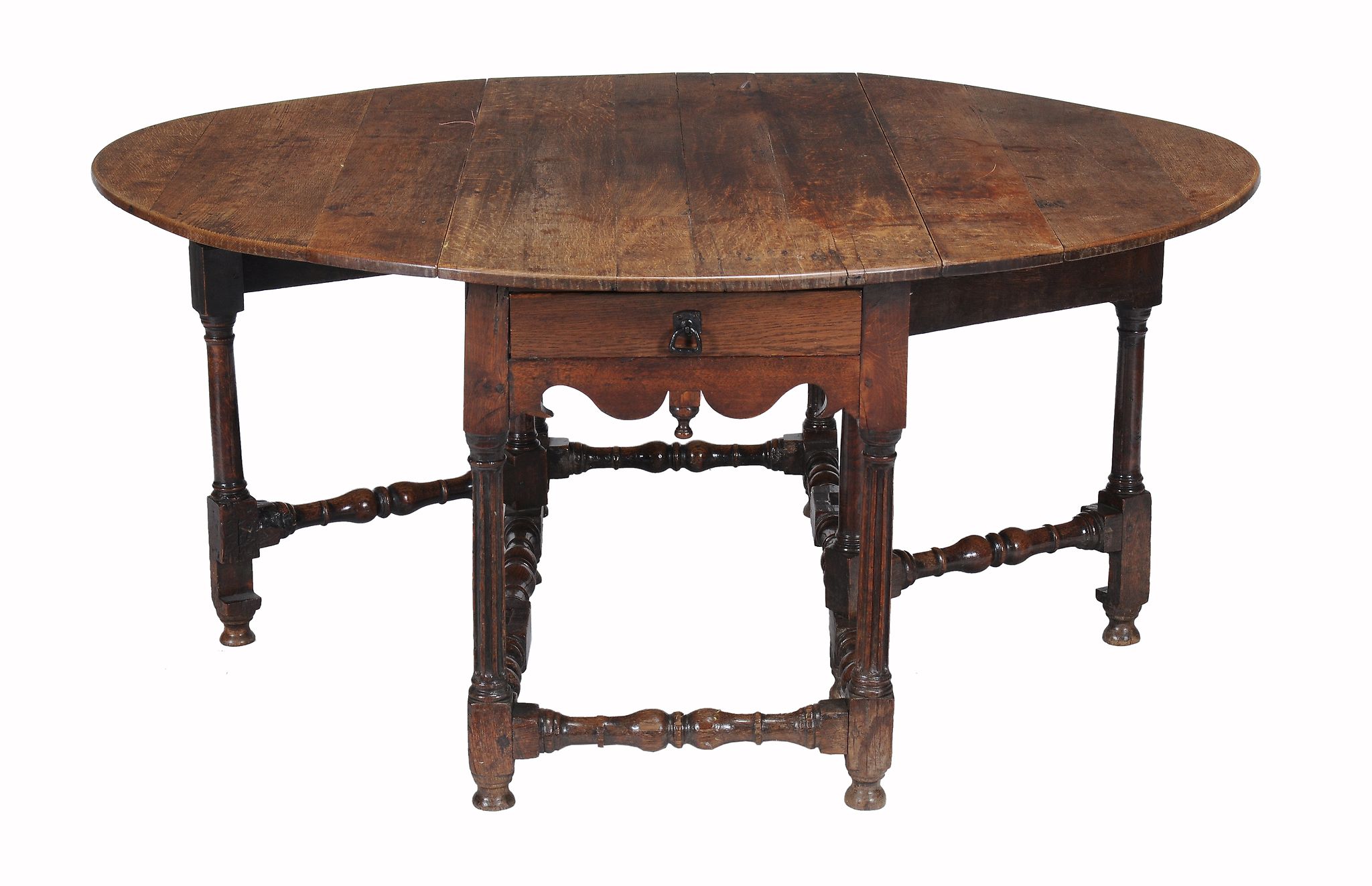 A Charles II oak gateleg table, circa 1680  A Charles II oak gateleg table,   circa 1680, the oval