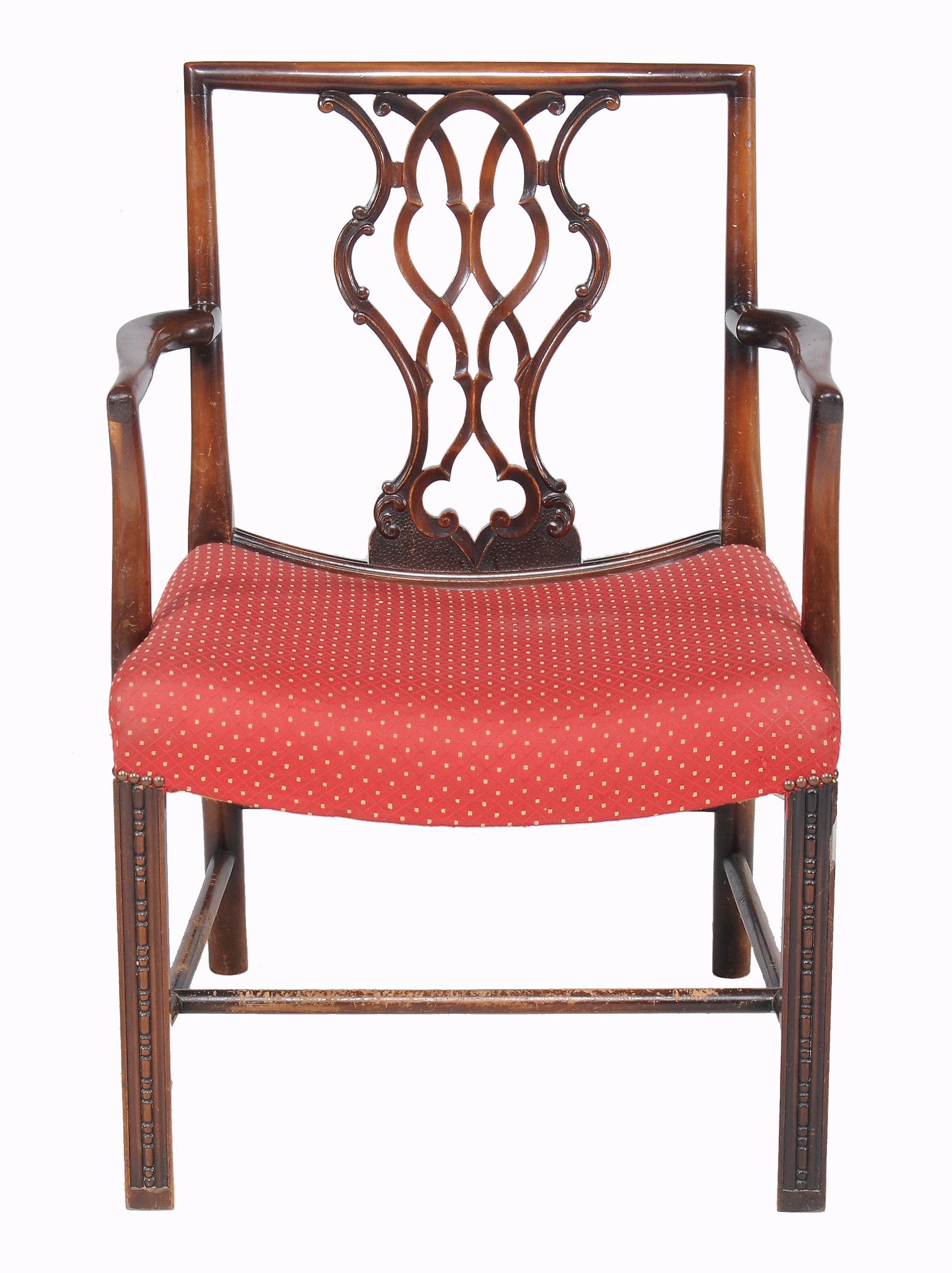 A mahogany armchair, in George III style, late 19th/20th century, the moulded rectangular back - Image 2 of 2