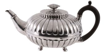 A George III silver lobed circular teapot by Henry Nutting  &  Robert Hennell II,   London 1809,