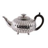 A George III silver lobed circular teapot by Henry Nutting  &  Robert Hennell II,   London 1809,