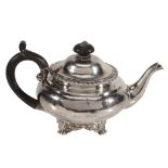 A William IV silver circular teapot by Henry Ledger,   London date letter obscured, with a