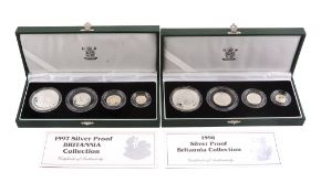 Elizabeth II, silver proof Britannia sets (3)  , 1997, 1998 (2), each comprising One-Pound, Half-