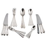 A silver part table service for six place settings by United Cutlers Ltd.,   Sheffield 1993 and