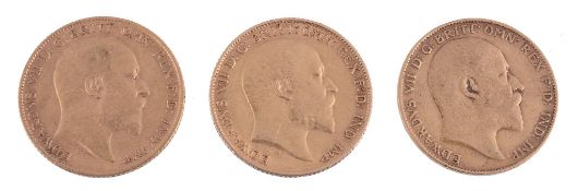 Edward VII, Half-Sovereigns (3),   1902, 1904, 1905. Fine to very fine. (3)