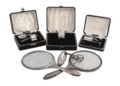 A collection of silver items,   to include: a rectangular cigar box by William Devenport,