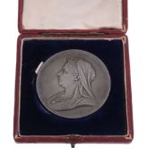 Victoria, Diamond Jubilee large silver medal  , official issue by de Saulles (E 1817), cased. Good