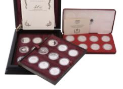 Elizabeth II, silver Jubilee 1977  ,  set of eight s ilver proof Crown size world coins, in fitted