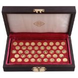 Kings and Queens of England, a set of 43 miniature gold medals by John Pinches Ltd  , 22ct, each