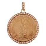 Mexico, gold religious medal dated 1804,   apparition of the Virgin Mary, rev. NON FECIT TALITER