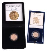 Elizabeth II, proof Sovereign 1982  , proof Half-Sovereign 1985, cased. As issued. (2)