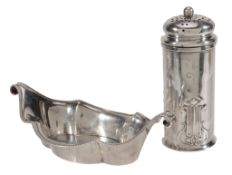 A silver Art Nouveau cylindrical caster by Roberts  &  Belk Ltd.,   Sheffield 1907, with a ball