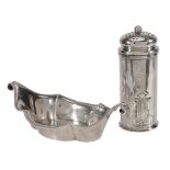 A silver Art Nouveau cylindrical caster by Roberts  &  Belk Ltd.,   Sheffield 1907, with a ball