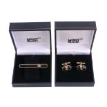 Montblanc, Meisterstuck, Solitaire, a pair of cufflinks,   with t bar fittings, 2cm long, in a