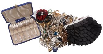 A collection of costume jewellery;   to include various chains; rings; cufflinks; earrings; and
