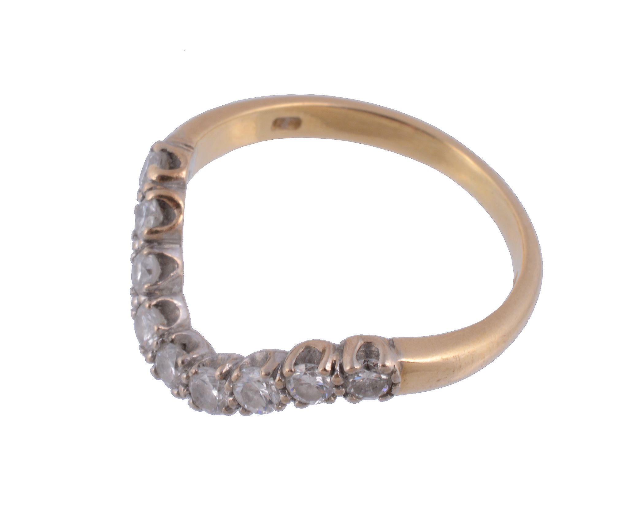 An 18 carat gold diamond wishbone ring,   set with nine brilliant cut diamonds, stamped 750 with - Image 3 of 3