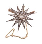 A diamond star brooch,   designed as a twelve rayed star set throughout with old cut diamonds, 3.