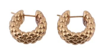 A pair of 18 carat gold ear clips by Fope,   composed of polished brick links, with post fittings,