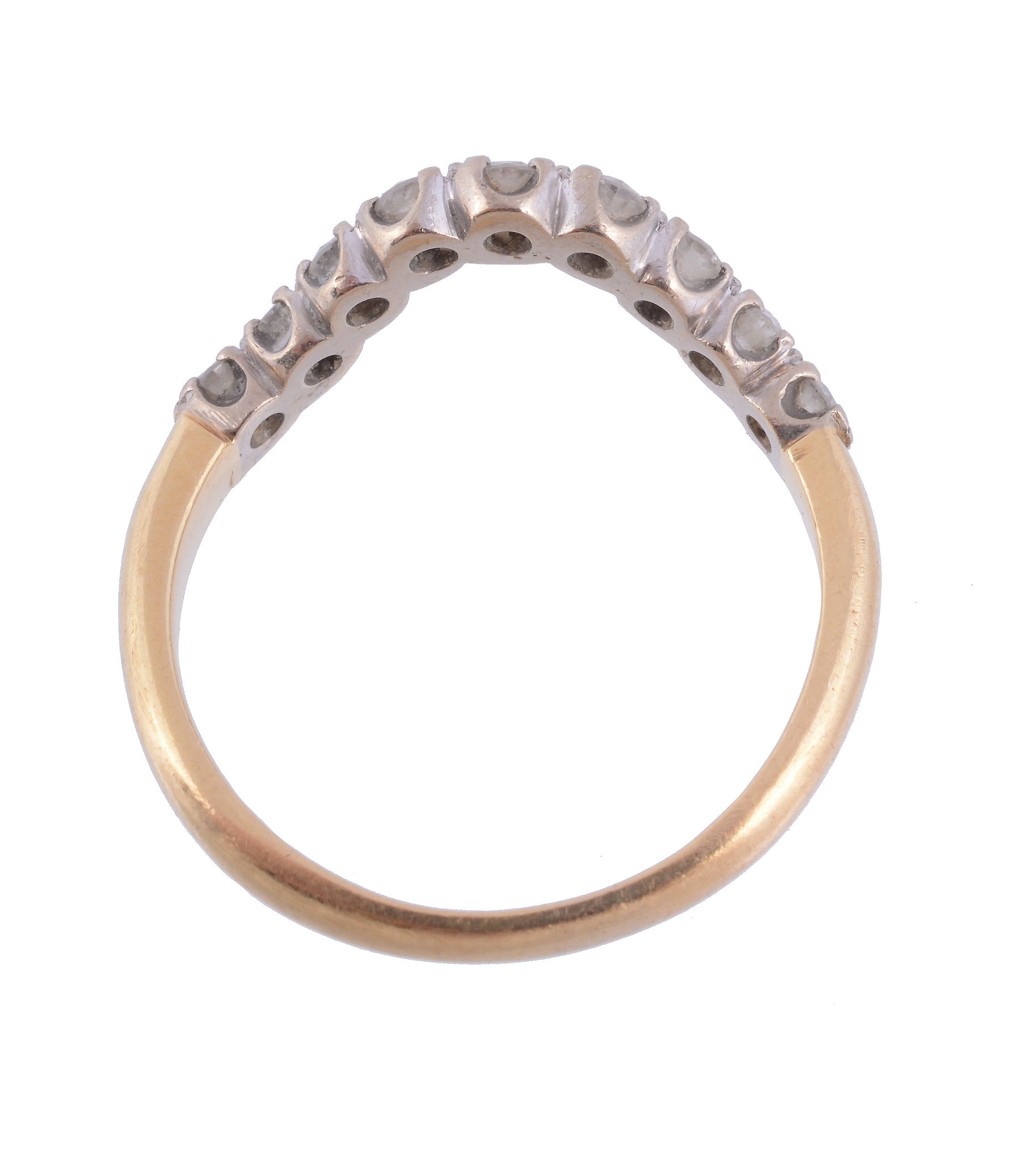 An 18 carat gold diamond wishbone ring,   set with nine brilliant cut diamonds, stamped 750 with - Image 2 of 3