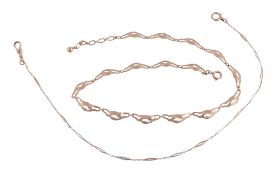 A 9 carat gold necklace,   composed of textured fancy links, stamped 375, 44.5cm long, 11.2g; and a