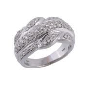 A diamond band ring,   half set with brilliant cut diamonds, stamped 750 with Italian control