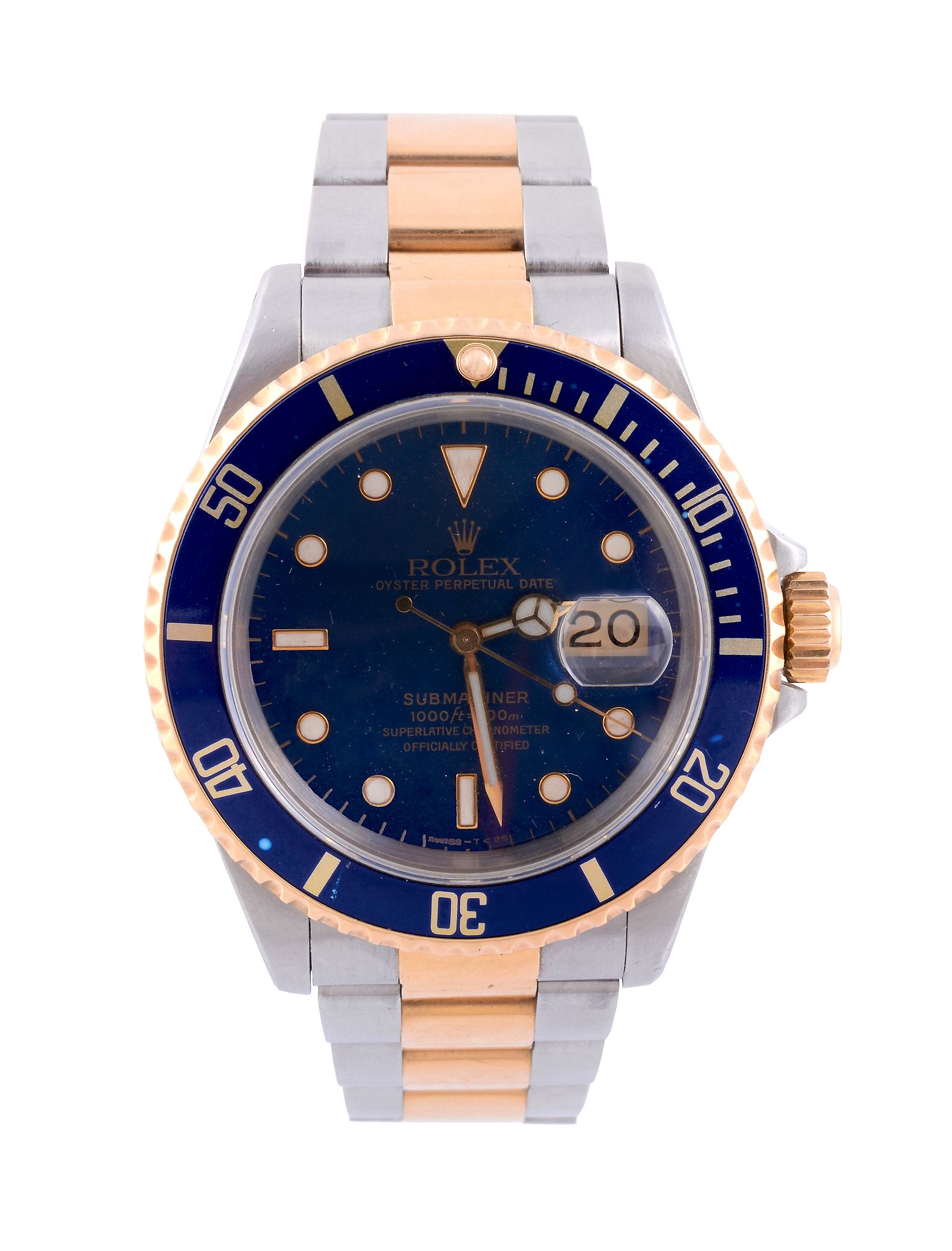 Rolex, Submariner, ref. 16613, a two colour bracelet wristwatch,   no. X567192, circa 1991,