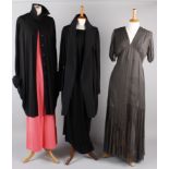 Three Marie Saint Pierre black jackets; with a DKNY long black t-shirt dress, a hot pink Amanda