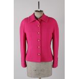 A Chanel Boutique early 1990s shocking pink single-breasted wool jacket, with original cotton Chanel