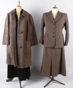 A 1940s John Mahon of Huddersfield suit, together with a 1950s brown velvet jacket, a Maryon 1950s