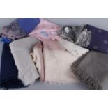 A collection of eighteen ladies designer wool and cashmere scarves, including: Amanda Wakeley,