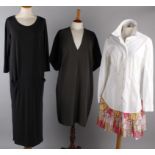 Fifteen items of designer costume, including: a Morgane Le Fay grey shift dress, a Moschino white