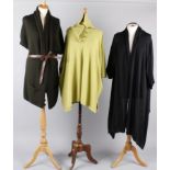 A DKNY black silk/cashmere wool jacket; together with a Bergdorf Goodman olive green cardigan, a