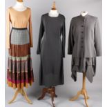 A collection of designer costume, including: a soft leather skirt by Stills, Joseph Ribkoff black