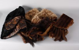 An early 20th century black sheared coney cape; with a mink stole, a musquash stole, a mink stole
