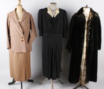 A collection of ladies vintage costume, comprising: a 1920s velvet spotted dress, a 1920s West of
