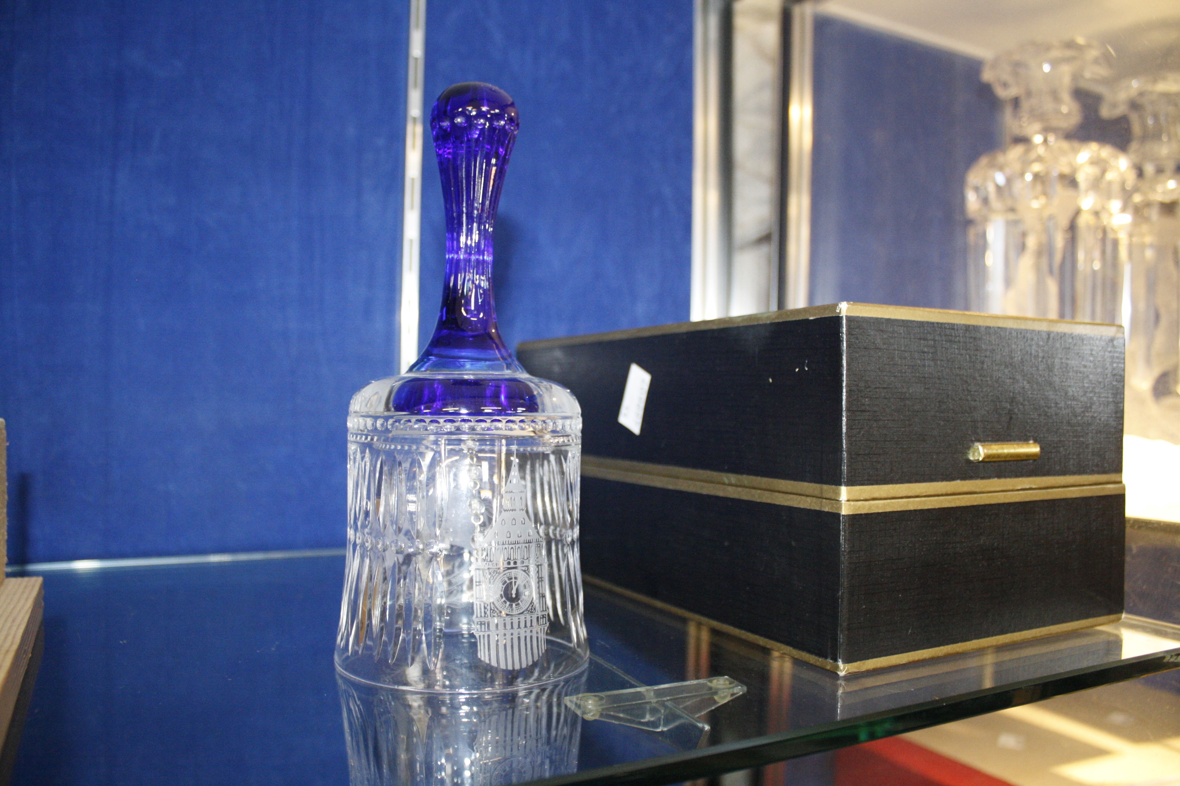 A Mrs Thatcher Webb Corbett glass bell, 193 boxed