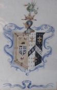 English School (19th Century) A study of a Coat of Arms Watercolour on paper with motto ZIT HAZARD