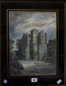 R.I. MacDonald 'Craigievar Castle' Watercolour  Signed and dated 1936 lower right Titled lower